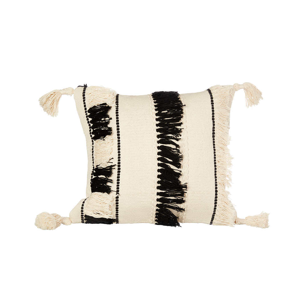 Black & white Fringes Cushion