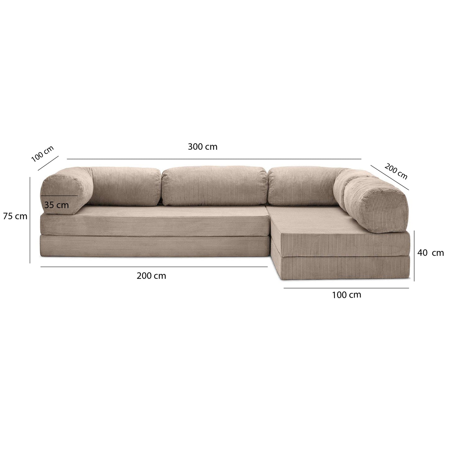 Teddy Sofa Open End L-Shape - Sand