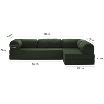 T-Sofa L-Shape - Open End Emerald