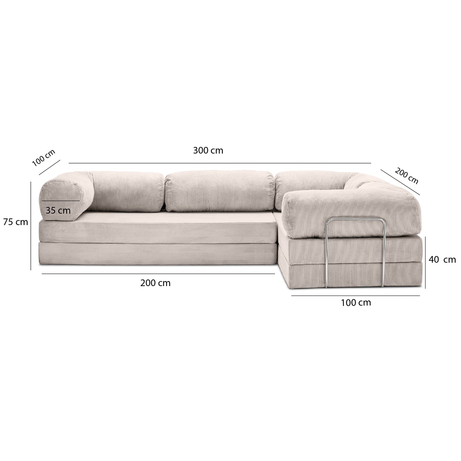 T-Sofa L-Shape - Closed End Off White