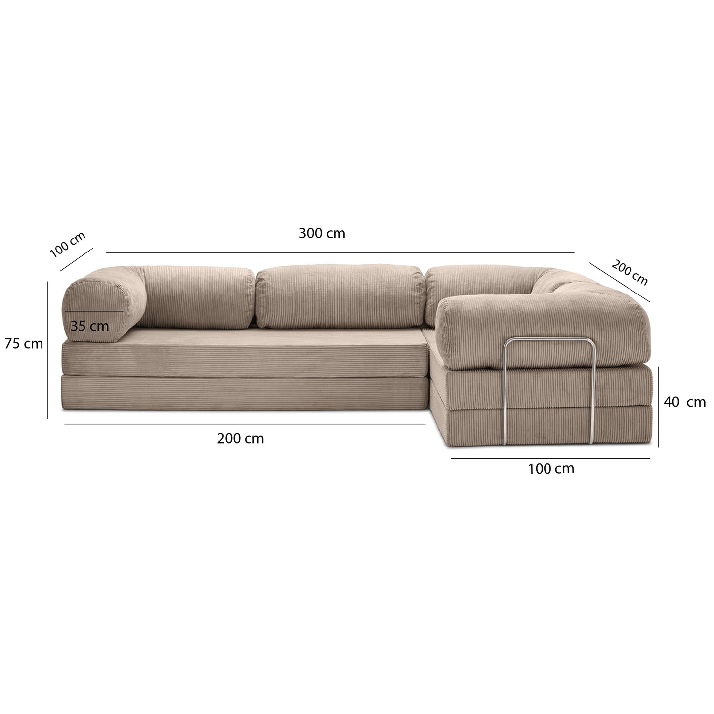 Teddy Sofa Closed End L-Shape - Sand