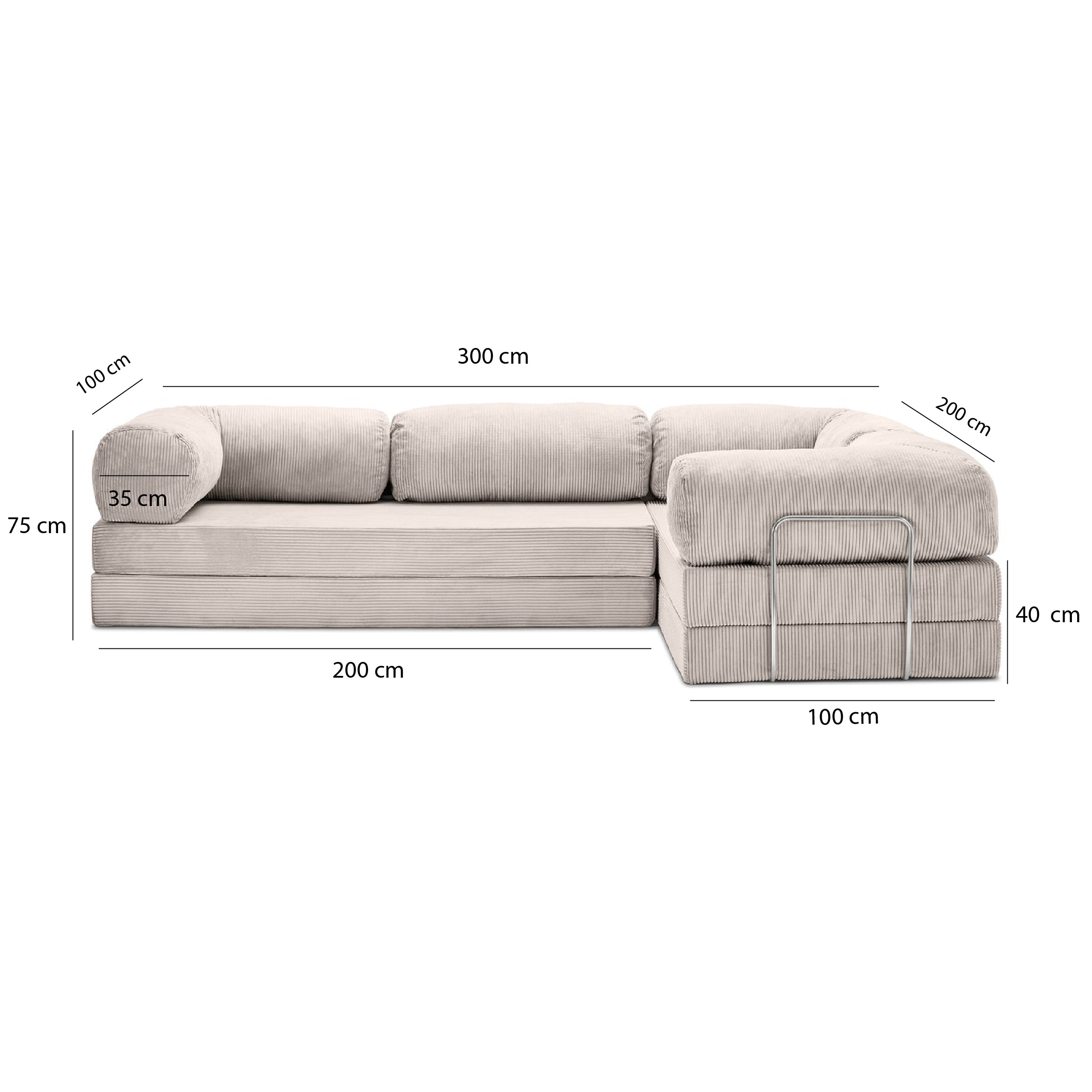 Teddy Sofa Closed End L-Shape - Off white