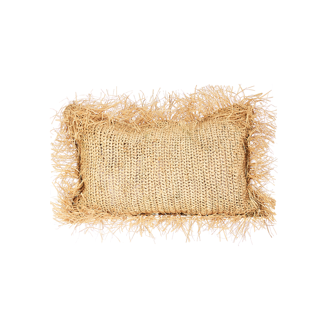 Rectangle Raffia Cushion with Fringe