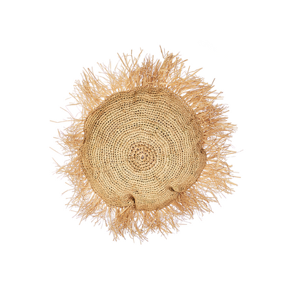 Round Raffia Cushion with Fringe