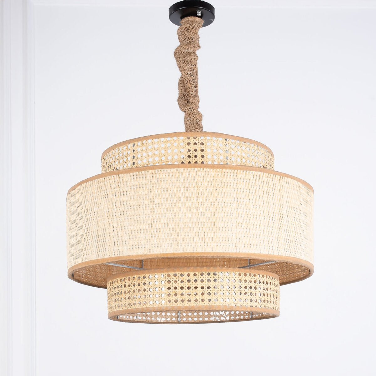 Cane &amp; Wicker Chandelier - Beige - Bohowoodland