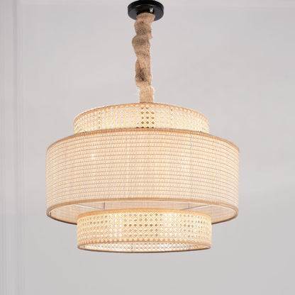 Cane &amp; Wicker Chandelier - Beige - Bohowoodland