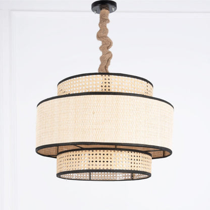 Cane &amp; Wicker Chandelier - Black - Bohowoodland