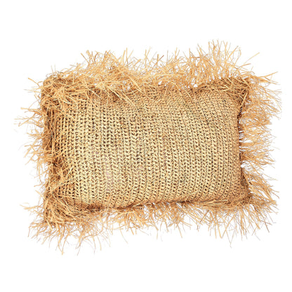 Rectangle Raffia Cushion with Fringe - Bohowoodland