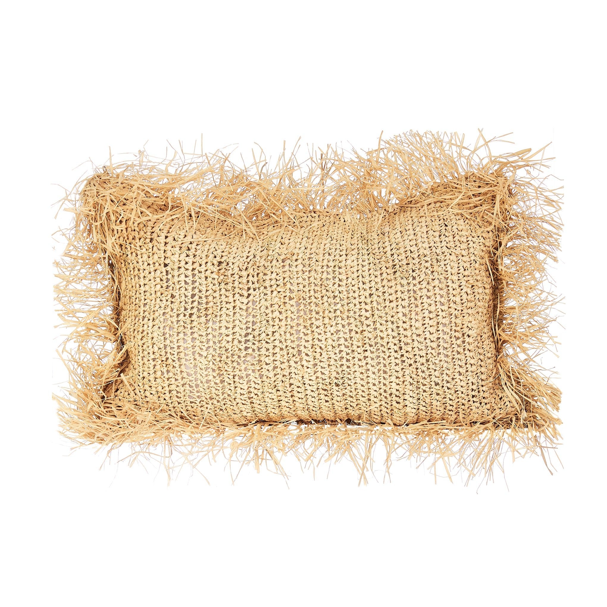 Rectangle Raffia Cushion with Fringe – Bohowoodland