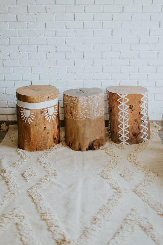 Sunburst Tree Stump Stool / Side Table - Bohowoodland